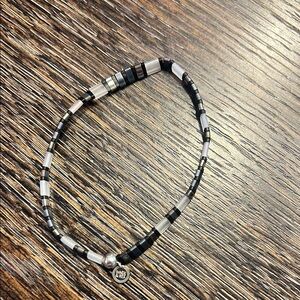 Black and Silver Beaded Stretch Bracelet NWOT